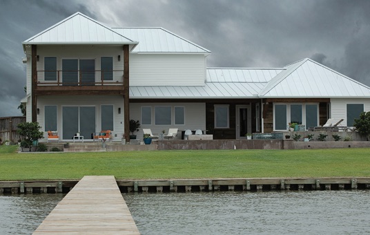 house and pond